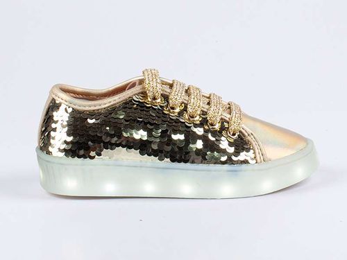 Tênis Infantil Diversão Sparkle Dourado Preto