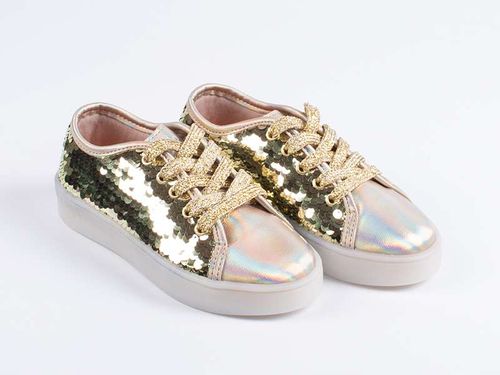 Tênis Infantil Diversão Sparkle Dourado Preto