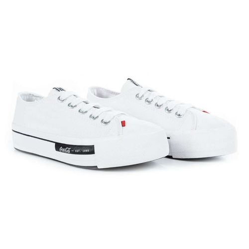 Tênis Coca-Cola Shoes Daytona Plataforma Canvas Branco