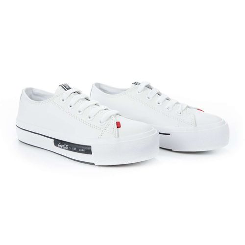 Tênis Coca-Cola Shoes Daytona Plataforma Leather Branco