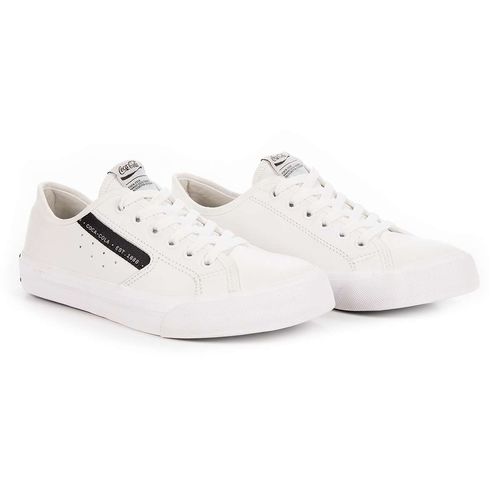 Tênis Coca-Cola Shoes Florida Leather Branco Preto