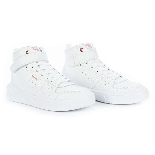 Tênis Coca-Cola Shoes Soho Leather Hi Feminino Cano Alto Branco Vermelho