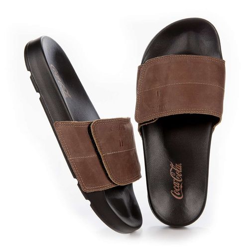 Chinelo Slide Coca-Cola Shoes March Preto Marrom