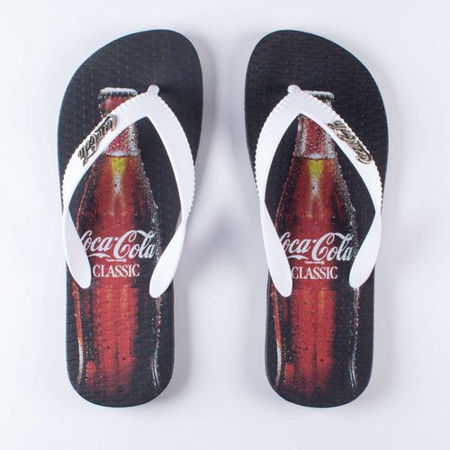 Chinelo Coca-Cola Shoes Classic Bottles Preto Branco