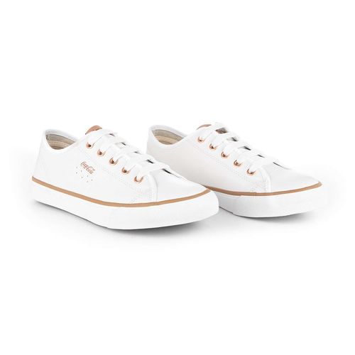 Tênis Coca-Cola Shoes Stream Leather Branco Cobre