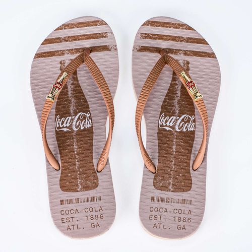 Chinelo Coca-Cola Shoes Coke Flaske Bege Cobre