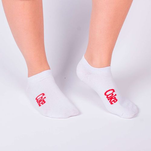 Meia Coca-Cola Sapatilha Zero Coke Feminina Branco Vermelho