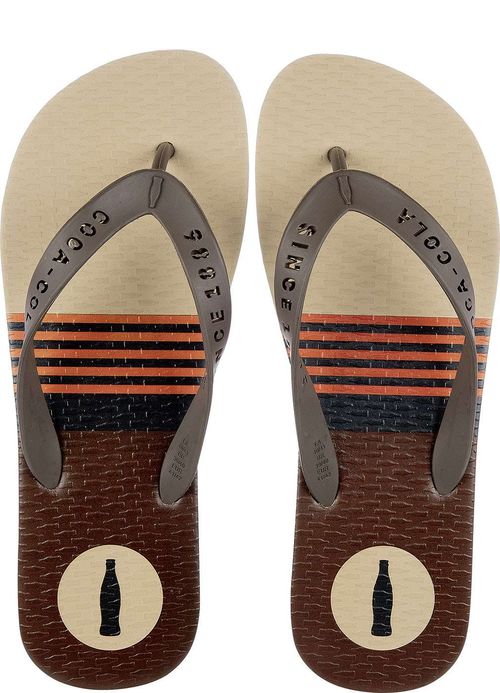 Chinelo Coca-Cola Shoes Grinnell Bege Marrom