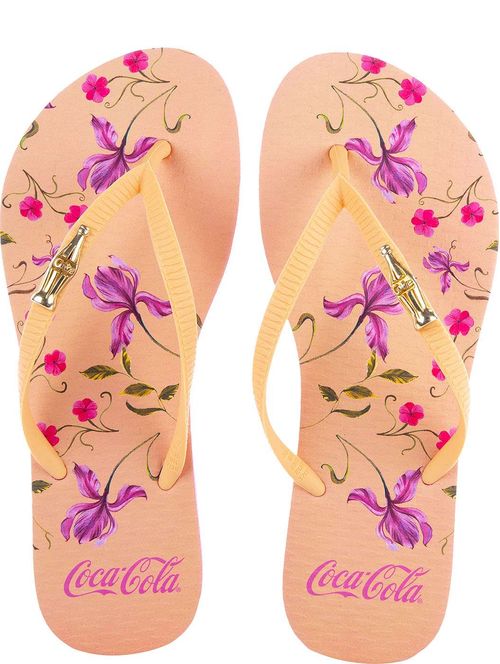 Chinelo Coca-Cola Shoes Fleurs Rosa Claro
