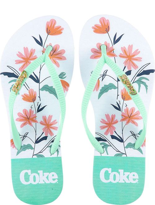 Chinelo Coca-Cola Shoes Floraison Branco