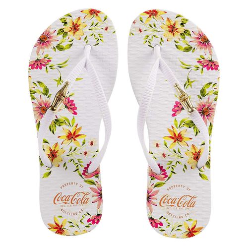 Chinelo Coca-Cola Floral Curve Branco