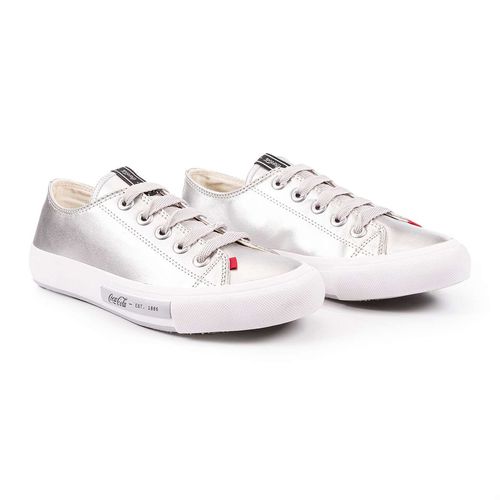 Tênis Coca-Cola Shoes Daytona Leather Metallic Prata