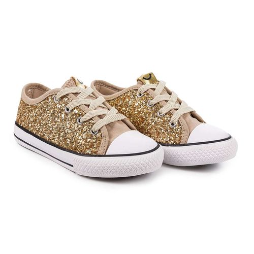 Tênis Infantil Diversão Mini Glitter Dourado