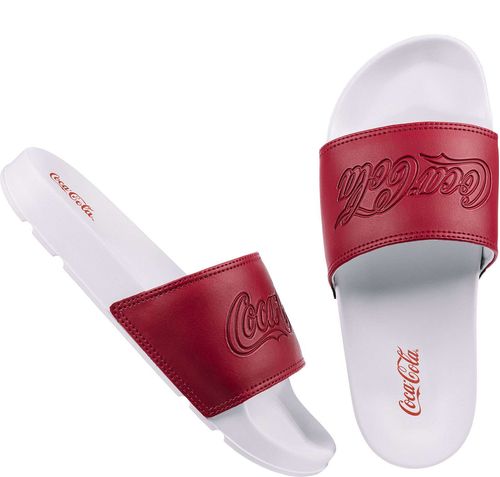 Chinelo Slide Coca-Cola  Groove Branco Vermelho