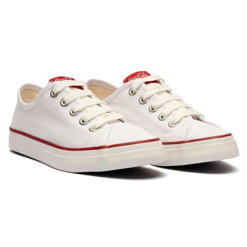 Tênis Coca-Cola Shoes Stream Canvas Branco Vermelho