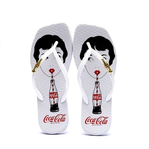 Chinelo Coca-Cola Londres Square Branco