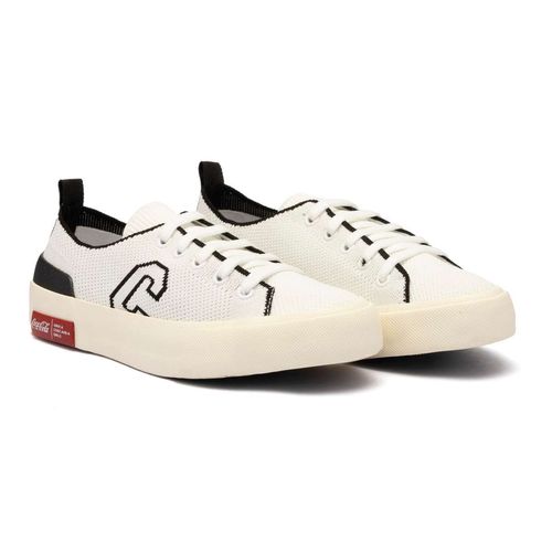 Tênis Coca-Cola Katy Knit Branco Preto