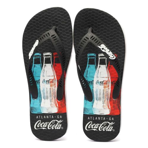 Chinelo Coca-Cola Shoes Bottle Dimension 2 Branco Preto