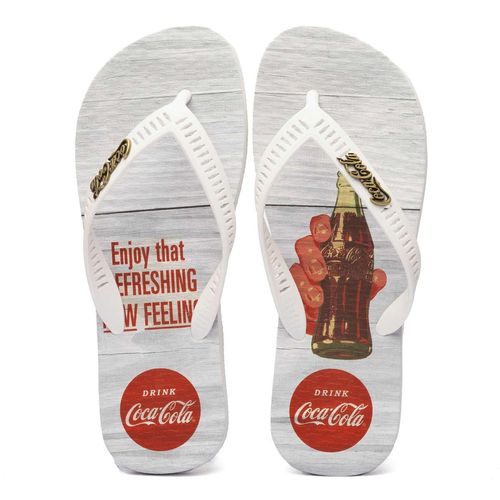 Chinelo Coca-Cola Shoes Wood Bottle Branco