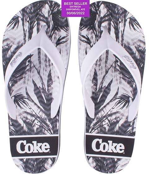 Sandália Coca Cola Shoes Masculino Deck Fit Nube Preto Branco