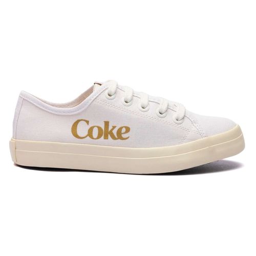 Tênis Coca-Cola Shoes Newpoart Canvas Branco Dourado