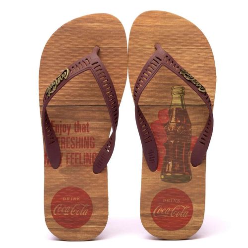 Chinelo Coca-Cola Shoes Wood Bottle Caramelo
