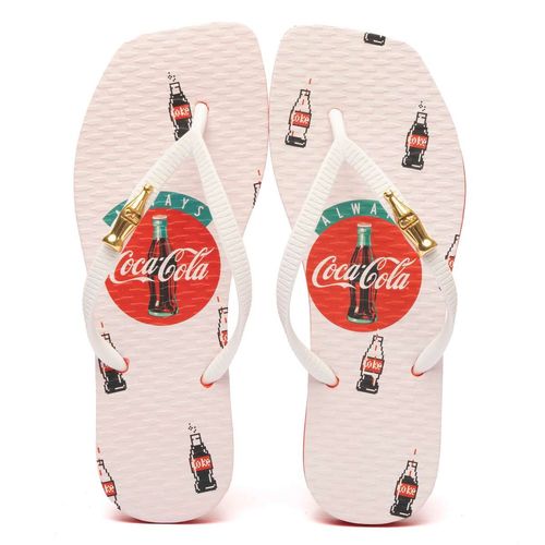 Chinelo Coca-Cola Shoes Square Pixel Vermelho Branco