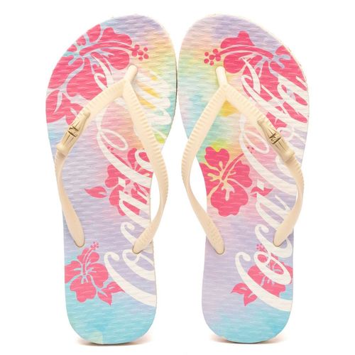 Chinelo Coca-Cola Shoes Hibiscus Off White
