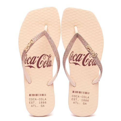 Chinelo Coca-Cola Shoes Alma Square Rosa Claro