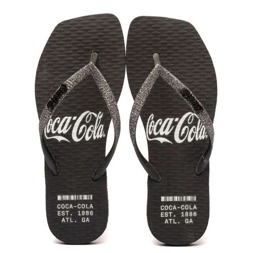 Chinelo Coca-Cola Shoes Alma Square Preto