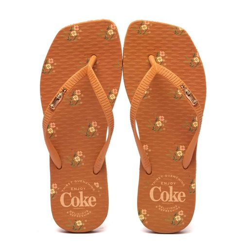 Chinelo Coca-Cola Shoes Square Meli Bege Marrom