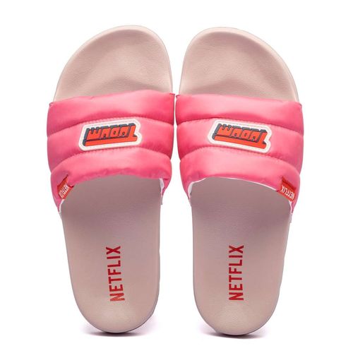 Chinelo Netflix Slide Tudum Puffer Rose Pink
