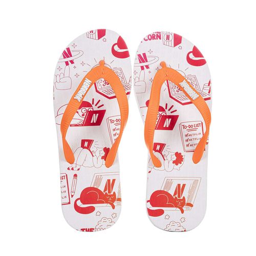 Chinelo Netflix Monochill Branco Laranja