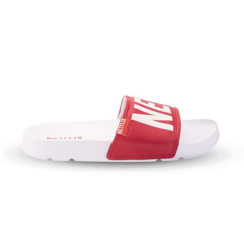 Chinelo Netflix Slide Branco Vermelho