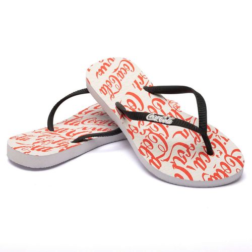 Chinelo Coca-Cola Shoes Scriptmania Branco Preto