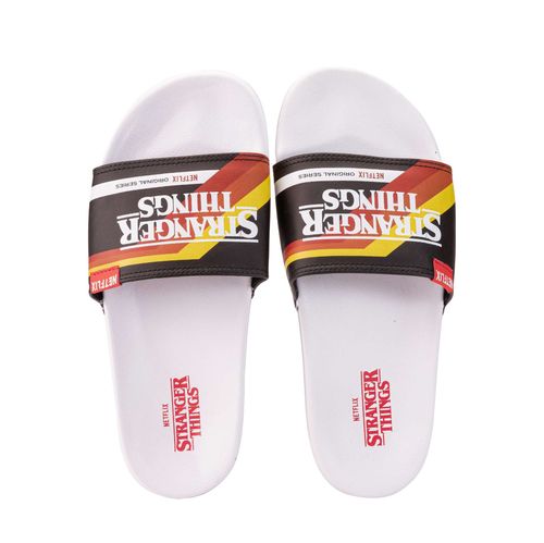 Chinelo Stranger Things Slide Vhs Branco Preto