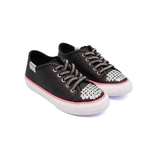 Tenis Diversão Infantil Mini Justine Preto Rosa