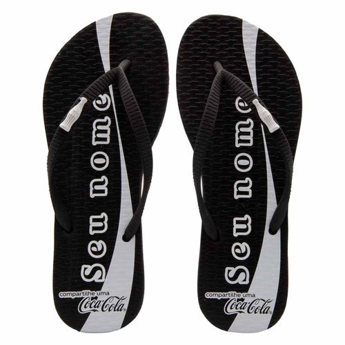 Chinelo Coca-Cola Shoes Feminino Share a Coke Personalizável Preto Preto