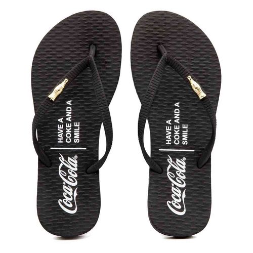 Chinelo Coca-Cola Shoes Coke Smile Preto