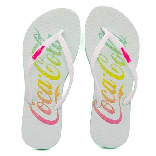 Chinelo Coca-Cola Shoes Script Color Verde Branco