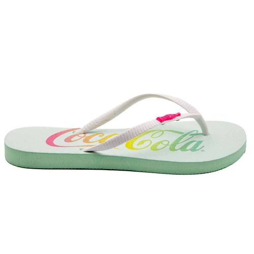 Chinelo Coca-Cola Shoes Script Color Verde Branco