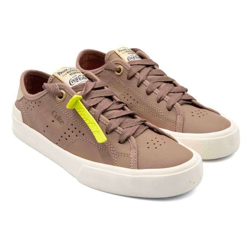 Tênis Coca-Cola Shoes Fortune Leather Mocha/Dourado