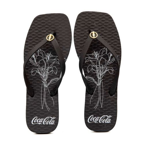 Chinelo Coca-Cola Shoes Square Lilium Feminino Preto